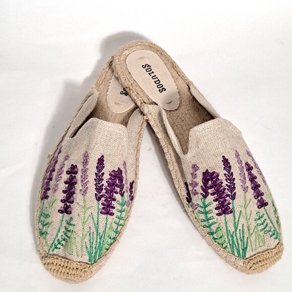 NWOT Soludos Lavender Fields Flat Slip On Espadrilles - Picture 1 of 8